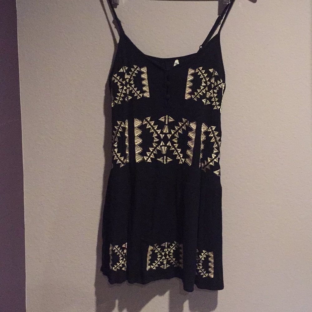 Tribal Print Black Dress